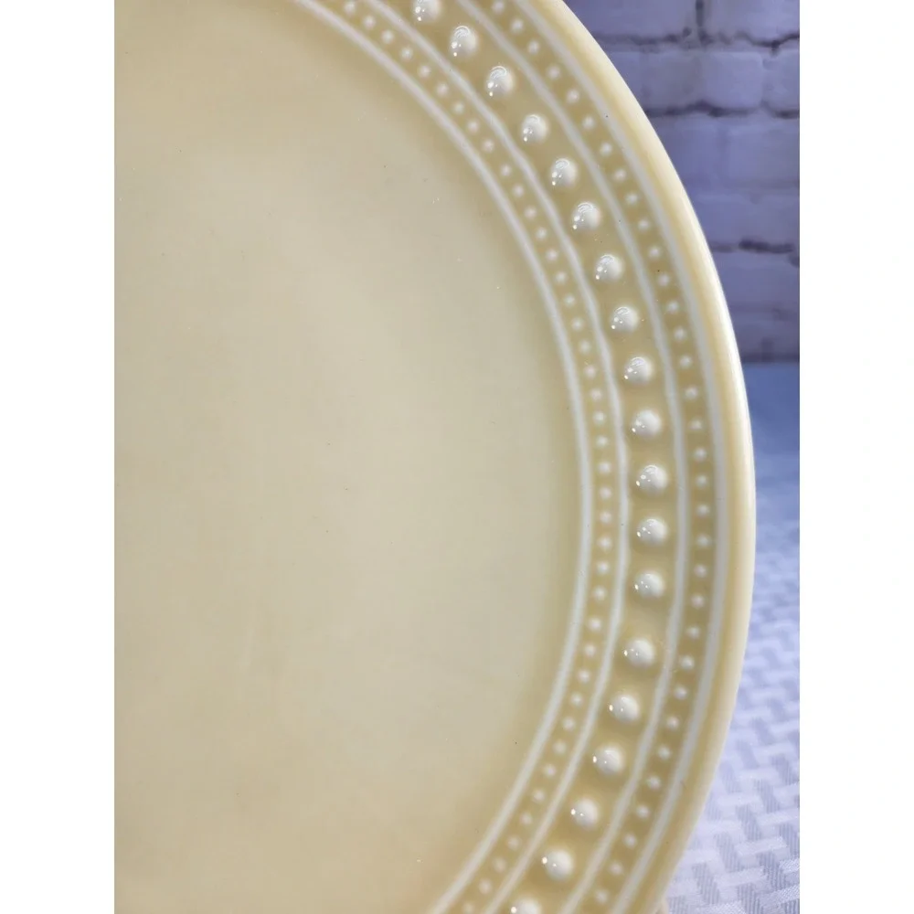 Gorgeous Vintage Matceramica YELLOW Bead Portugal Set of 4 Dinner Plates 11